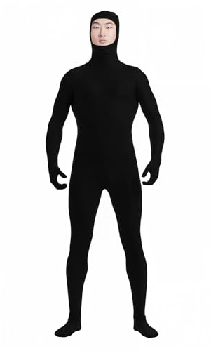 HSEMLIOE Mens Open Face Spandex Zentai Bodysuit Full Body 2nd Skin Tight Suit Stretchy Halloween Costume Unitard