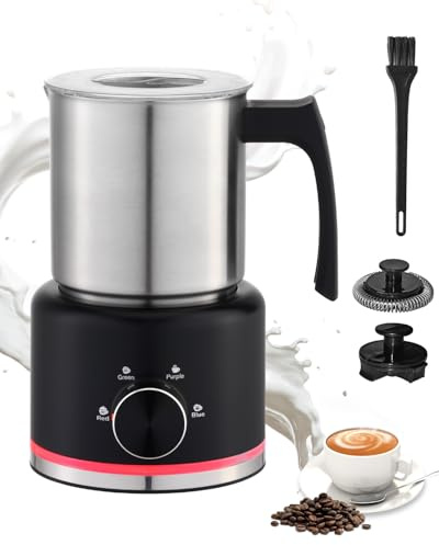 Milk Frother Electric 4 in 1, 650ML 600W Automatic Milk Frothers Split Jug, Stainless Steel Milk Steamer, Auto Shut-Off, Silent Operation, Hot & Cold Milk Warmer, for Latte/Coffee/Chocolate