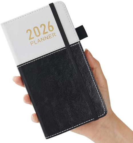 2026 Pocket Diary, A6 Diary 2026 Week to View from January to December, Calendar Book for Purse, 9.8 x 18 cm, with Planning Stickers, Inner Pocket, Small Planner for Organizing & Planning