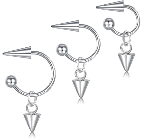 AVYRING 3 orecchini a cerchio a ferro di cavallo, 16 G, in acciaio inox, con design a punta pendente, per piercing alla cartilagine dell'elice, gioielli per donne e uomini