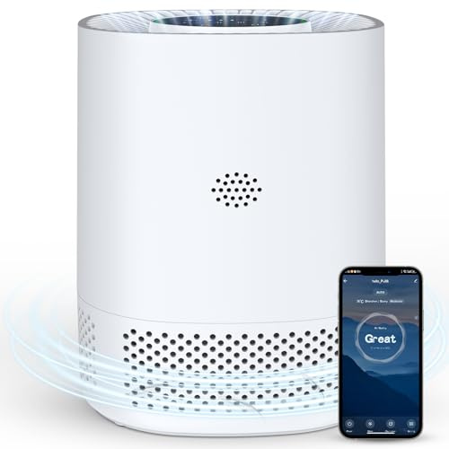 Purificador de Aire,23dB Purificador de Aire con Filtro HEPA H13 con 3 Modes,Control por APP,Elimina 99,97% de Alérgenos,Bajo Consumo de Energía de 9W,Temporizador 2/4/8H,Sensor PM 2,5 para Hogar,20m³