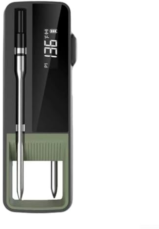 Digital grilltermometer, med appintegration och förinställda matlagningsnivåer trådlös köttermometer, för grill hög temperaturintervall (dubbel)