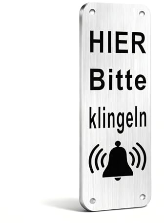 Xvbhaq Klingelschild mit Pfeil 15x5cm Selbstklebendes Aluminiumschild Briefkasten & Eingangstür Aufkleber