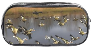 KLJnmbb Transparentes Federmäppchen mit Jagd-Motiv fliegende Wildenten für Studenten, Kinder, Jungen, Mädchen, transparenter Schreibwaren-Organizer