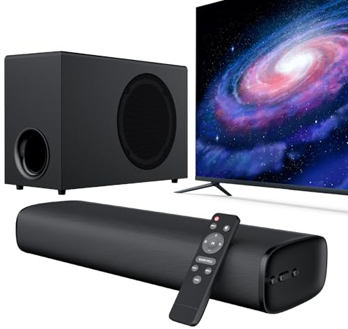 Yinet-EU Barra de sonido mejorada para TV con subwoofer de 5,9 pulgadas, 110 W, altavoces de TV con graves profundos, Bluetooth 5.3/ARC/Optical/AUX Connect, sistema de sonido envolvente para PC