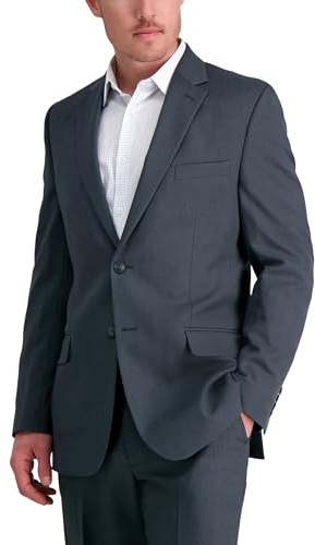 Haggar Mens Travel Performance Stria Tic Tailored Fit Separate Coat Business Suit Jacket, Dark Heather Grey, 44 US