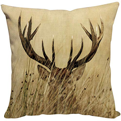 Violetpos Kissenhülle Sofa Zierkissenbezug Auto Zierkissenbezüge Kissenbezüge Kissen Elch Versteckt Sich Im Gras REH 40 x 40 cm