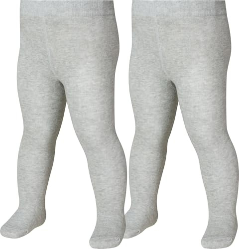 Playshoes Collant, Calzamaglia Unisex - Bambini e ragazzi, confezione doppia grigio/melange, 86/92