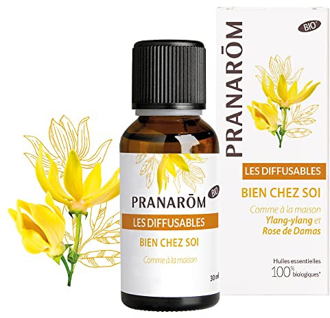 Pranarôm - Les Diffusables Bien Chez Soi - Mélange Huiles Essentielles pour Diffuseur - Cocooning - Ylang-Ylang Et Rose de Damas Bio - 30 ml