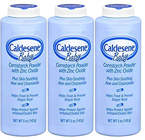 Caldesene Cornstarch Baby Powder with Zinc Oxide, Talc-Free Baby Powder, 5 Oz (3 Pack)
