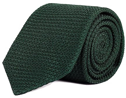 Oliver Wicks Premium Men's Necktie - Men's Neckties Made of 100% Silk - Made In Italy from the Finest Fabrics - Dark Green 100% Grenadine Silk