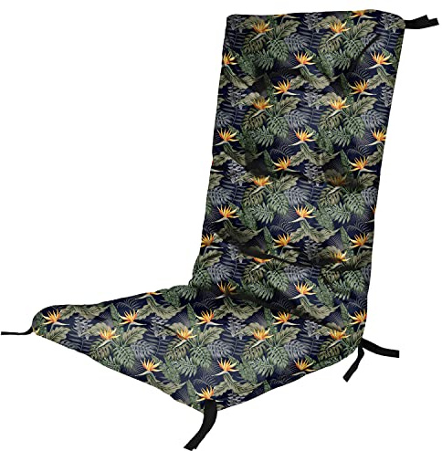 Ferocity Hochlehner Auflage für Stühle 130 x 50 x 5 cm Gartenstuhl Sitzpolster Sitzauflagen Outdoor Kissen Palettenauflage Bankauflage Matratze Gartenpolster Farbe Orange Blumen [146]