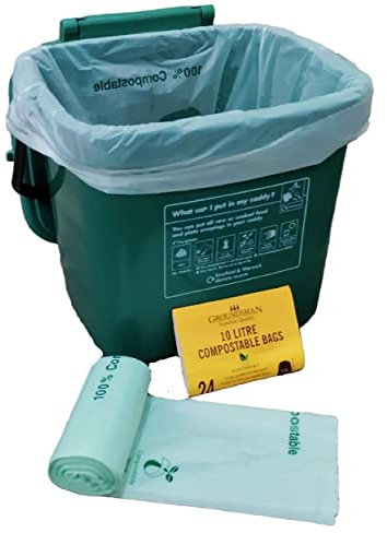 Pack Of 24 10L Compostable Food Waste Caddy Bags 100% Biodegradable Food Caddy Bin Liners