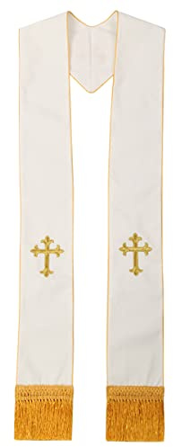 BLESSUME 1PC Clergy Mass Stole Cross Embroidered Wedding Stole