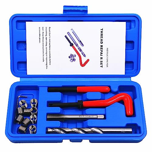BestsQ 15 Stück Gewindereparatursatz Bohrer Helicoil Repair Kit Kompatibel Handwerkzeug Set für Auto Reparatur Größe:M10x1.0