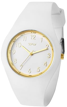 JewelryWe Reloj de Silicona con Cuarzo Analógico, Resistente al Agua para Mujer, Adolescentes y Niños - Correa Cómoda y Escala con Números Arabes