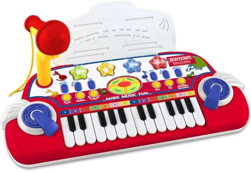 Bontempi | MiniKeyFun: Tastiera Giocattolo a 24 Tasti con Microfono e Leggio per Piccoli Musicisti