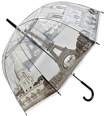 Best House Clear Transparent Folding Umbrella Windproof Rainproof Travel Umbrella Clear Printed Umbrella, Walking Stick Umbrellas Bubble Dome Shape (Pack of 1)