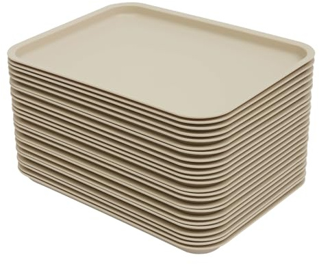 24 Pezzi Vassoio in Plastica, Vassoio da Servizio, Antiscivolo Rettangolare Piastre da Servizio, Vassoi in Plastica in Materiale Plastico, Vassoi per Fast Food da Caffè Antiscivolo per Cucina e Sala