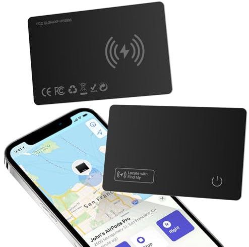 Olycism Smart Card Tracker Bluetooth (Solo IOS) Localizzatore per Portafogli Chiavi Bagagli Auto Supporta la Wireless Charging IPX8 Impermeabile con batteria di lunga durata Volume di 105 dB