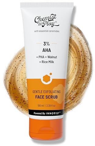 Chemist At Play Gentle Exfoliating Face Scrub with Mandelic Acid & Walnuts | Removes Dead Skin & Blackheads | Detans |Gives Instant Glow| Face Scrub for Women & Men | 100ml