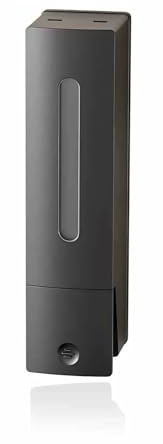 Ezweiji Dispenser manuale di sapone a parete per gel doccia shampoo balsamo sapone liquido, dispenser di sapone senza trapano con finestra trasparente (Nuovo grigio una tazza)
