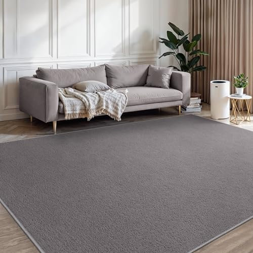 BEIMO Waschbarer Teppich Wohnzimmer Kurzflor Anti-Rutsch Unterseite Uni Modern Design Teppich Weich rutschfest für Esszimmer, Kinderzimmer und Schlafzimmer, Grau 140X200CM