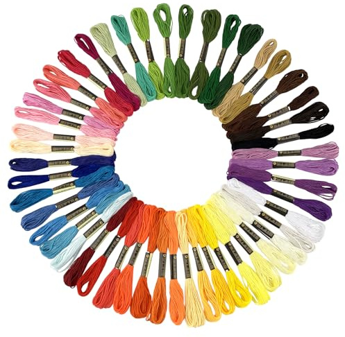 50 Farben Stickgarn Set, Vielfarbige Embroidery Floss für Stickerei, Knoten, Flechten, Handarbeiten und Häkeln, 8 m, 6 Fäden, Näharbeit und Häkelgarn