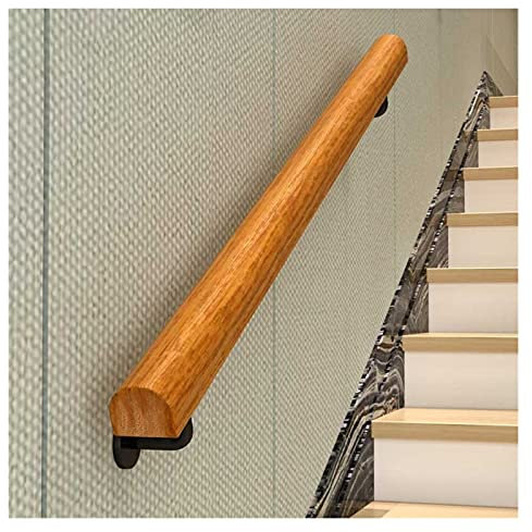 Handras de madera antideslizante para escaleras para ancianos, kit completo de agarre de pared, 1 m, 2 m, 4 m, 5 m, 6 m de longitud, barandilla de apoyo duradera para interiores (tamaño: 2 m/6.5 pies)