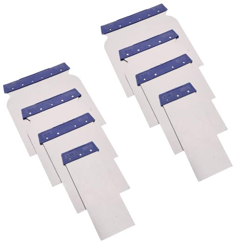 KEWUF 8 Pièces Spatule Enduit Lissage, Couteau Enduit, Avec Manche En Plastique, Pour Le Remplissage De Joints, Le Nivellement Et L'application De Matériaux, Peu Prone Au Rouille (42/68/87/124mm)