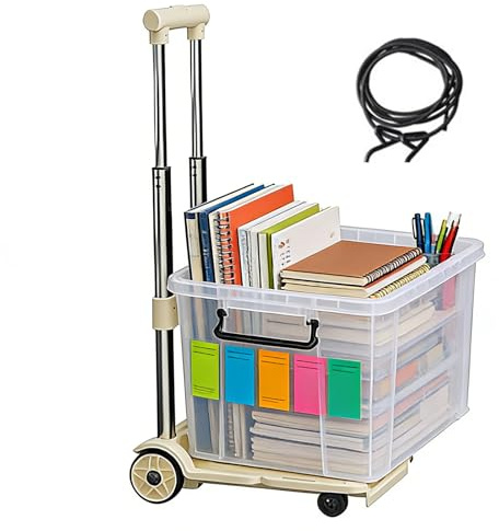 Carretilla de Mano - Capacidad de Carga 100 kg, Móvil Portátil con Ruedas,Carrito De Equipaje con Altura Ajustable | para Viajes, Aeropuerto, Compras, Supermercado, Garaje y Transporte