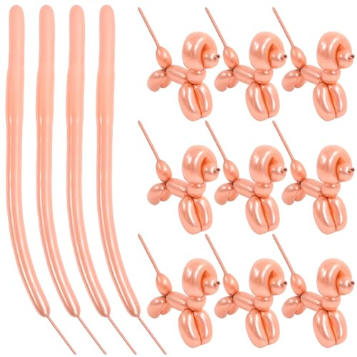 Abaodam 100 Palloncini Modellabili in Lattice Lunghi Rosa Oro, Decorazioni Intrecciate per Feste e Eventi Indoor e Outdoor, Kit 1.8g per Compleanni, Matrimoni e Anniversari