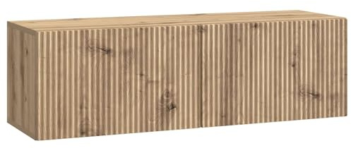 Foknhdi Mobile TV da parete, mobile TV sospeso, effetto rovere Artisan, 98 x 31 x 30 cm, mobile TV sospeso, con 2 ante per il soggiorno