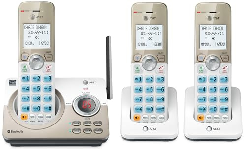 AT&T DL72319 DECT 6.0 3-Handset Cordless Phone for Home with Connect to Cell, Call Blocking, 1.8 Backlit Screen, Big Buttons, intercom, and Unsurpassed Range