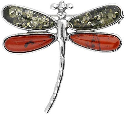 Broche de plata de ley 925 con temática de insectos/naturaleza, estilo vintage, para mujeres y adolescentes, Joya Plata, Ámbar