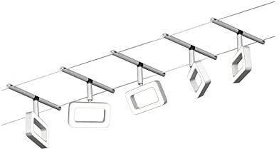 Paulmann 94481 Sistema de cable LED Marco juego básico 5x400lm incl. 5x4,8 W blanco cálido cromado mate, plástico cromado, metal sistema de iluminación 3000 K