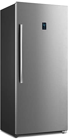 Techomey 21 Cu.Ft Convertible Upright Freezer Refrigerator, Stand Up Refrigerator 115v, Garage Vertical Freezer with Single Door, Frost Free, Stainless Steel, Lock