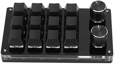 Mini Teclado de 12 Teclas, Teclado Mecánico para Juegos con una Sola Mano, Teclado Macro Programable de Acceso Directo Multifuncional con Botón Ajustable para Windows Vista Macos (Negro)