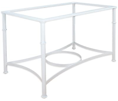 El Herrero Mesa de Forja para Salon, Comedor, Cocina, Mesa de Centro, Jardin | 120x70 Regulable a Doble Altura. Ideal para Ropa Camilla (White, con Aro)