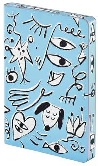 Nuuna Notizbuch A6 | Graphic S - Day Dreamer by Kristina Supernova | 2,5 mm Punktraster | 176 nummerierte Seiten | 120 g Premium-Papier | Leder blau | nachhaltig produziert in Deutschland