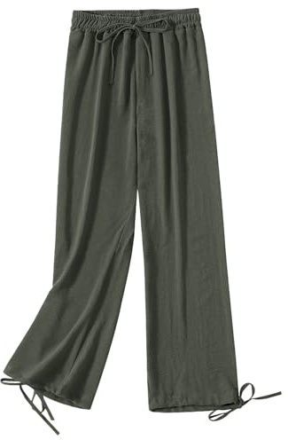 Jamron Mujer Tallas Grandes Pantalones de Cintura Alta y Pata Ancha Pantalones Casuales Elástico Holgado con Cordón Gris Oscuro 5XL