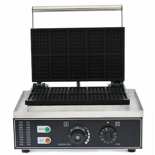 Konfiur 1500 W elettrico per waffle, macchina per waffle, waffle professionale sul manico per waffle, padella antiaderente con timer, 37,5 x 33 x 22,5 cm, bianco