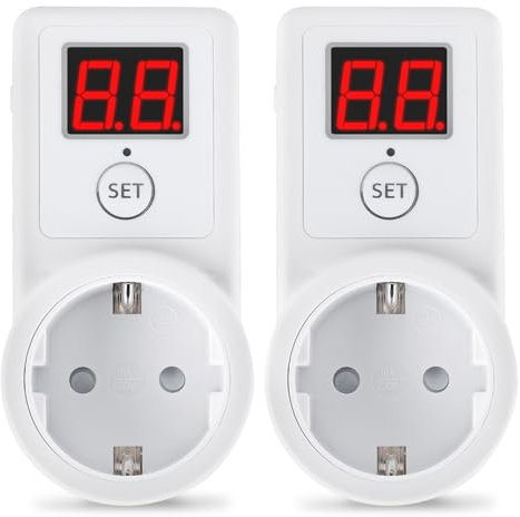 Minuterie Numérique 2 Pièces: Minuterie Numérique avec Affichage LCD, Prise Programmable, Économie D'énergie pour Appareils Domestiques (Blanc)