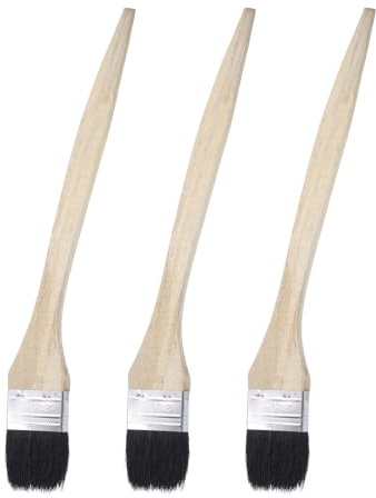 uxcell 3pcs Bent Radiator Paint Brush 2 Width Curved Wall Paint Soft Bristle Brushes with Long Wood Handle for Painting DIY Wall Treatment