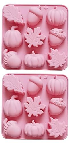 Stampi Per Frutta 3D 2 Pezzi, Stampi In Silicone Per Zucca Foglia D'Acero, Stampi Per Cioccolato Artigianale Fai-Da-Te, Strumenti Per Preparare Caramelle Da Dessert