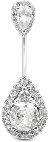 AceFun Piercing nombril Argent véritable 925 Top Down Teardrop 8mm 10mm 12mm Anneaux S925 Argent sterling Ventre Bar 14G Reverse Bars Nombril Bijoux