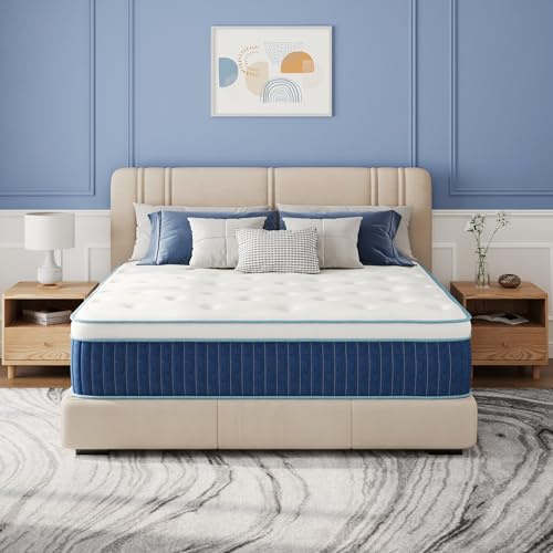 EGOHOME 12 Inch Hybrid Mattress, Full Mattress in a Box, Fiberglass Free, Just Right Medium Feel, Enhanced Motion Isolation & Edge Support, CertiPUR-US Certified, 54x75