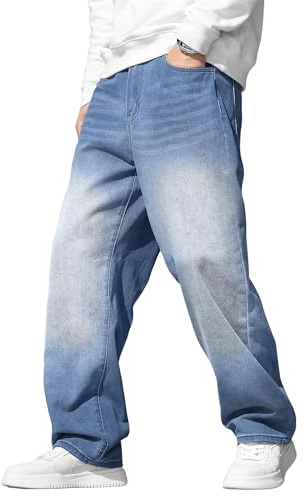 JMIERR Men's Jeans Baggy Wide Leg Jeans Skater Hip Hop Denim Pants Y2K Vintage Loose Fit Streetwear