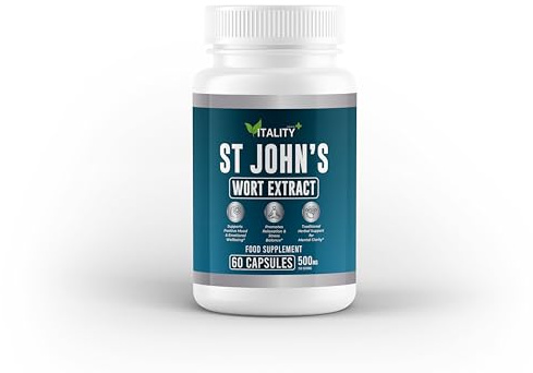 St John’s Wort 500mg – High-Strength Herbal Extract – 60 Capsules – Pure Hypericum Perforatum – Vegan, Non-GMO – Herbal Food Supplement