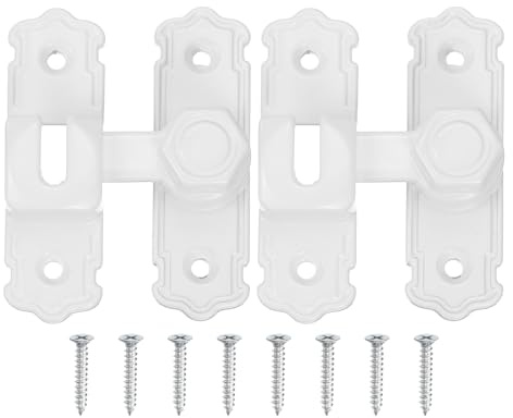 sourcing map Lot de 2 loquets de porte coulissante à 90/180 degrés en alliage d'aluminium avec vis, serrure de porte lourde pour armoire de grange, clôture en bois, fenêtre de garage, blanc